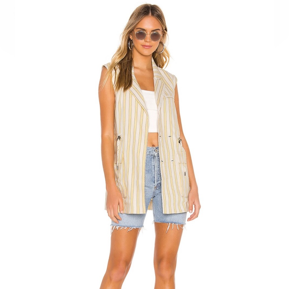 Perla vest in ivory and yellow